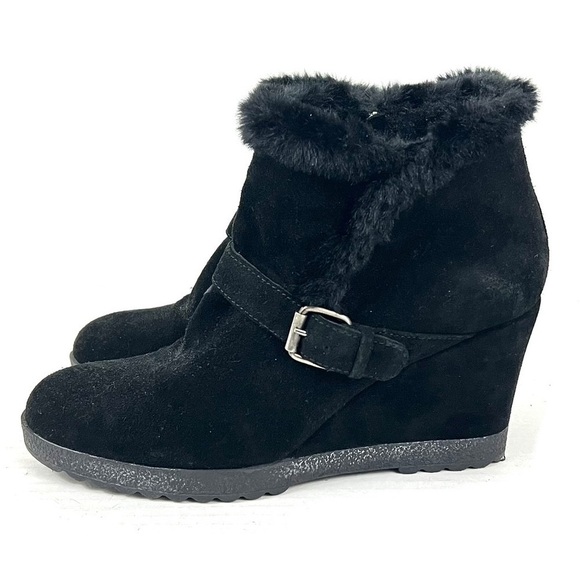 Aquatalia Carlotta Faux-Fur Lined Suede Wedge Ankle Boots - Size 11 - Picture 9 of 13